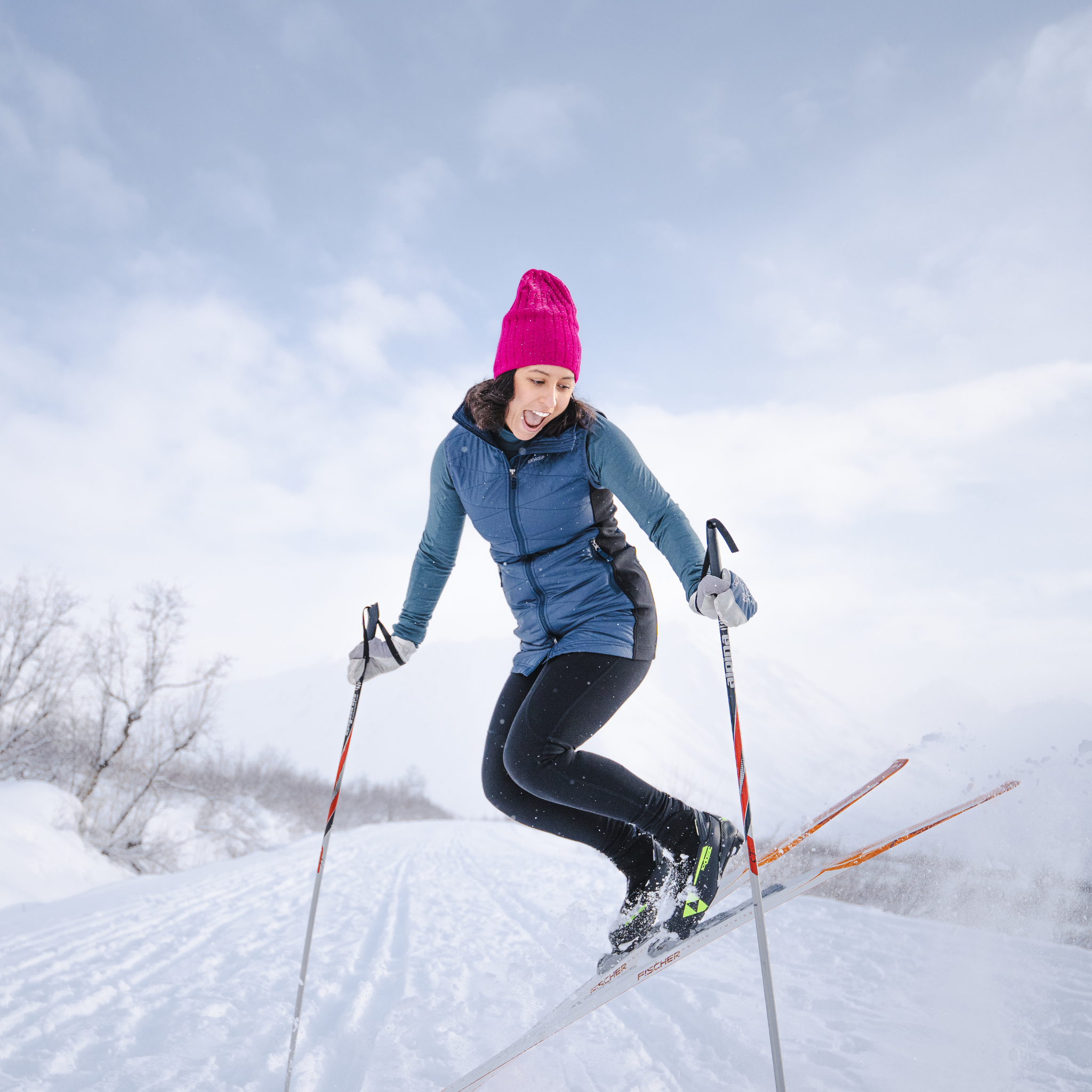 Model is 5’7” wearing a medium. 
Her chest is 36", waist 34”, hips 39”