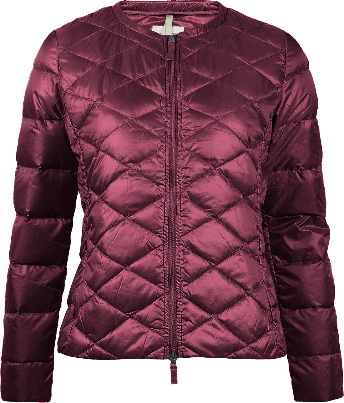 skhoop quilted jacinda down sweater in ruby red