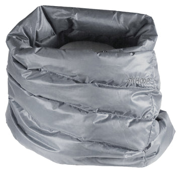 grey down infinity loop scarf from SKHOOP in graphite
