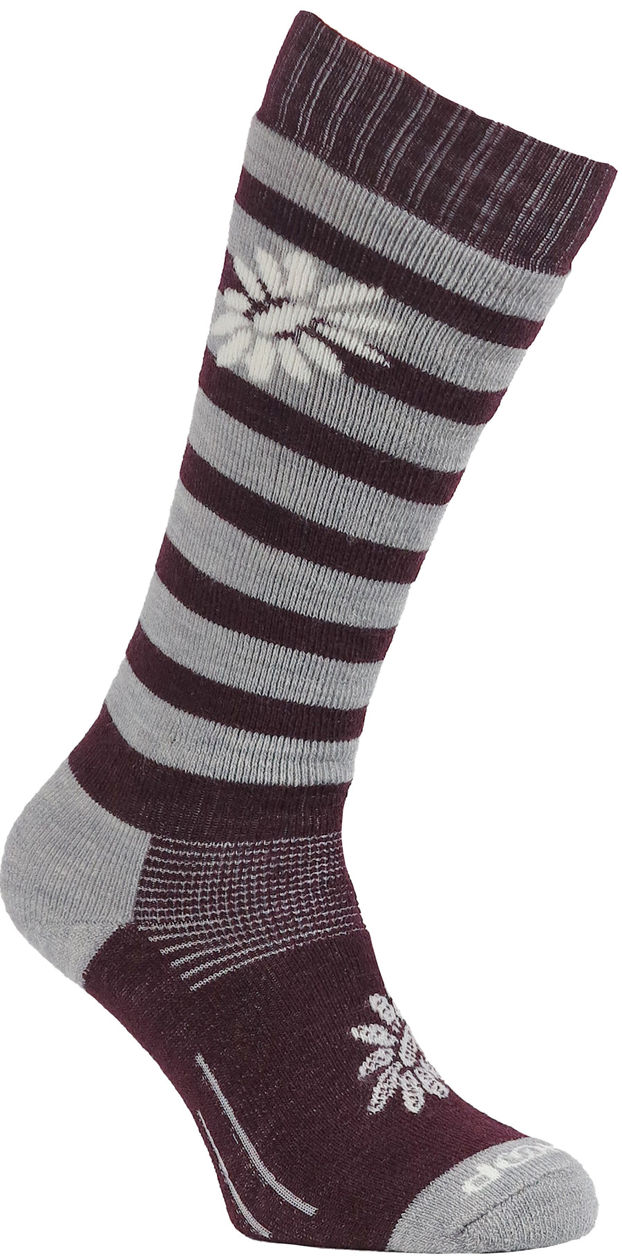 thick burgandy and grey striped wool sock from skhoop