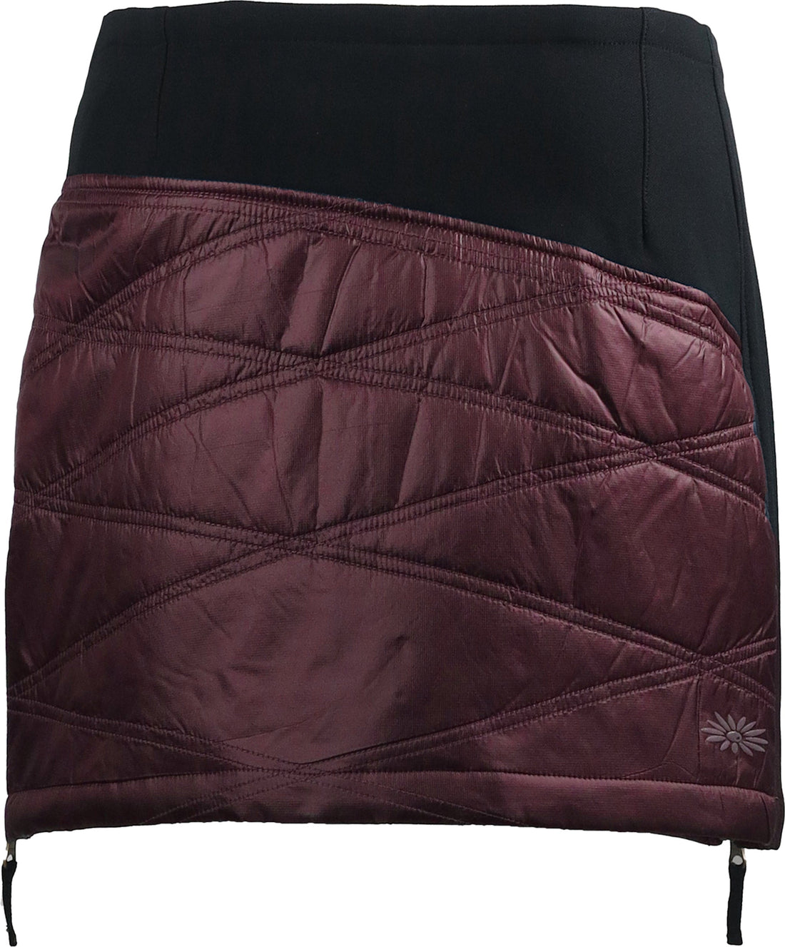 Back side of primaloft skirt in ruby red