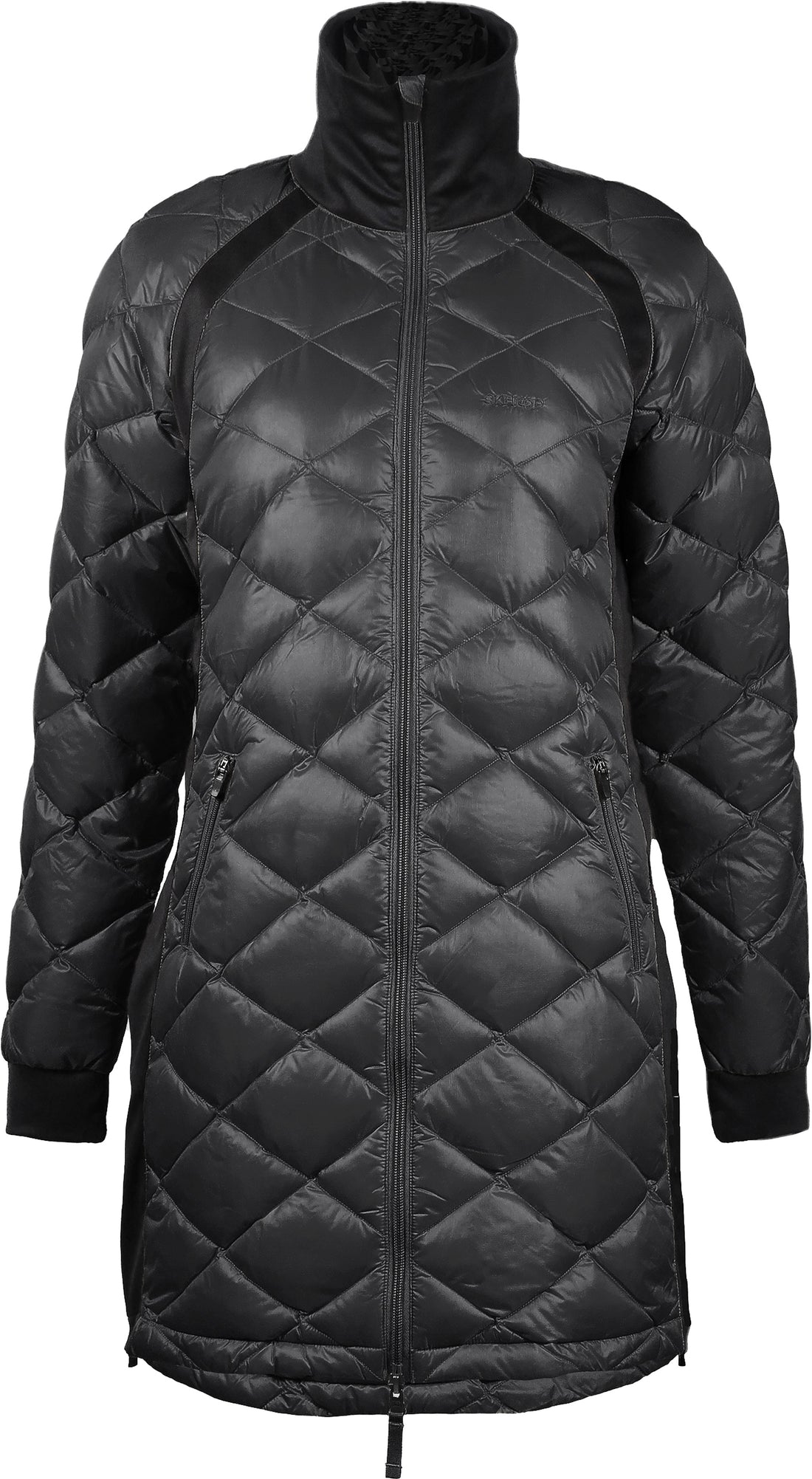 skhoop hedda quilted down coat with side strech panels in blackcolor