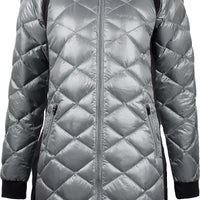 skhoop hedda quilted down coat with side strech panels in graphite color