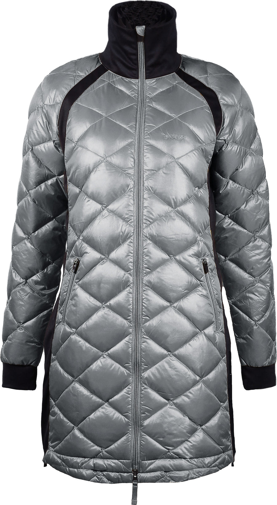 skhoop hedda quilted down coat with side strech panels in graphite color